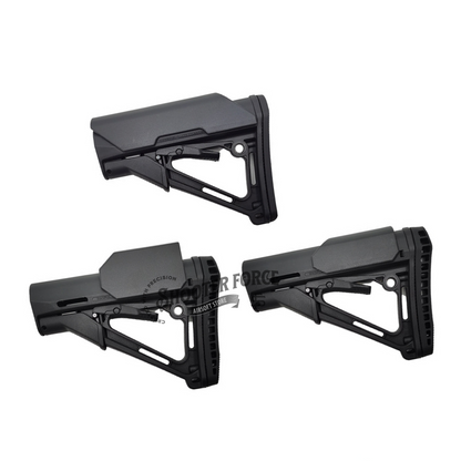 Black Tactical Cheek Riser Pad for Carbine Stocks, designed for airsoft players seeking improved cheek weld and comfort during shooting.