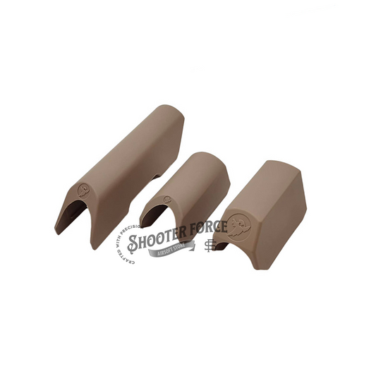 Tan Tactical Cheek Riser Pad for Carbine Stocks, perfect for airsoft players looking for improved cheek weld and stability.