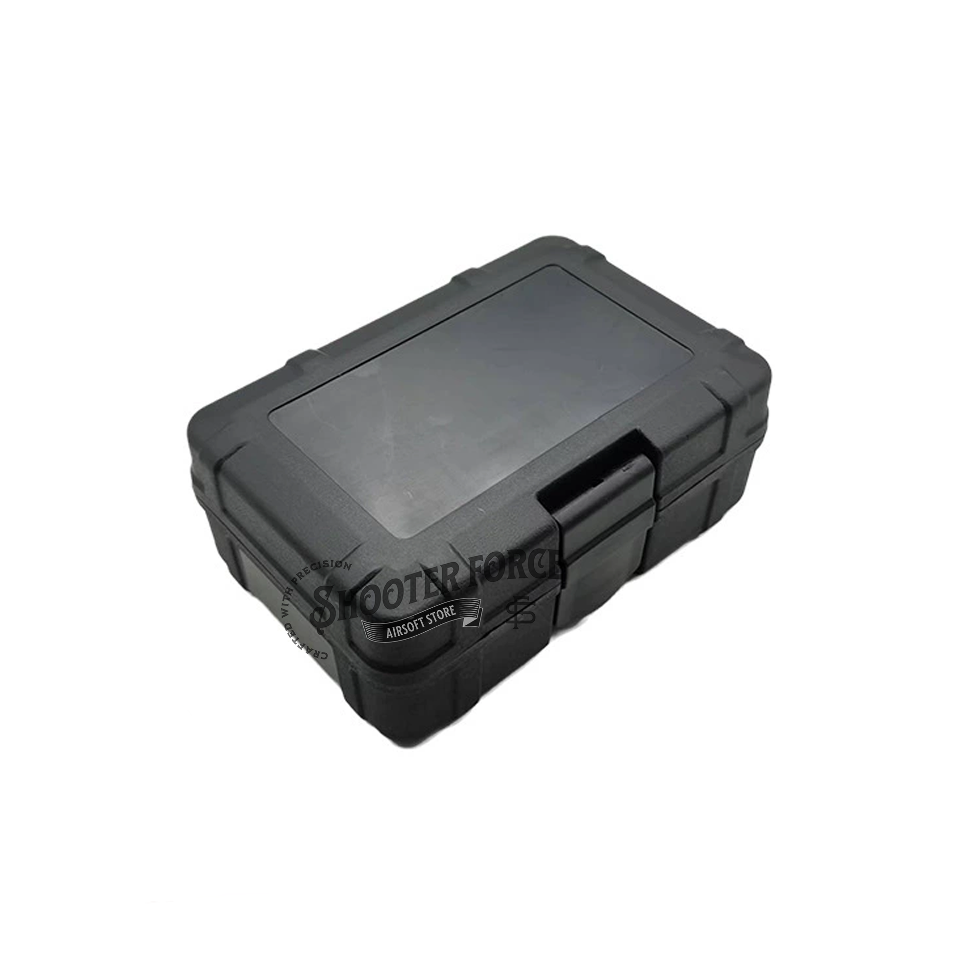 Tactical EDC Storage Box in black with a plastic-sealed design and sponge cushion, offering reliable protection and secure storage for airsoft gear and accessories.
