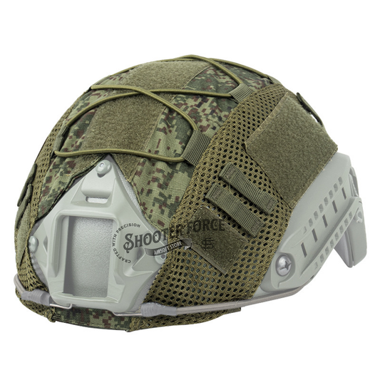 Tactical Helmet Camo Cover in Russian Camo, designed for fast helmets, offering superior camouflage and protection for airsoft players in tactical scenarios.